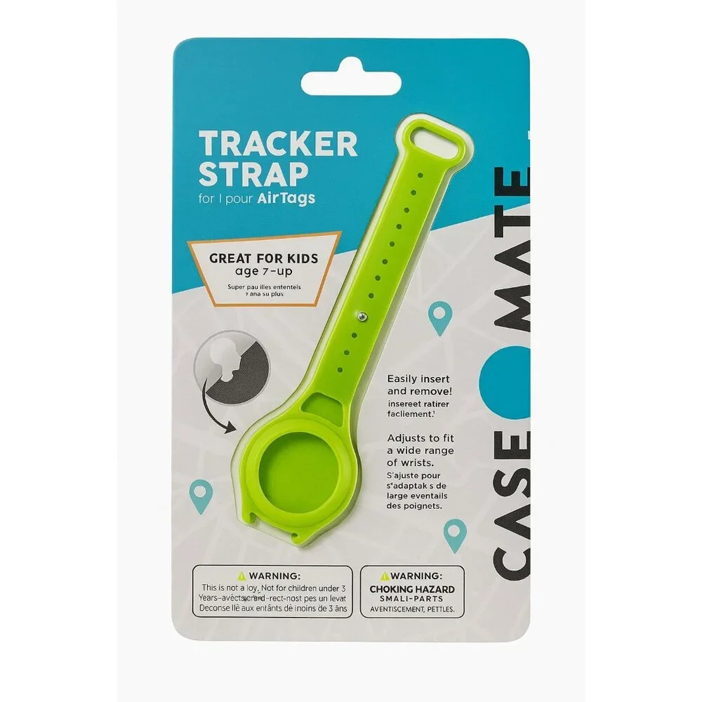 Kids Wristband Tracker Strap for Apple AirTag Case-Mate – Lime Green – NEW